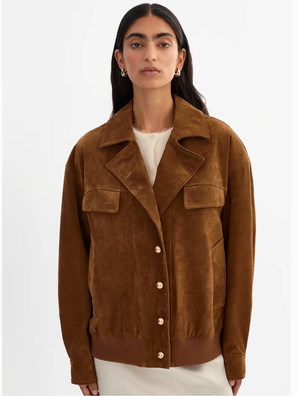 LAMARQUE Aleda Overzied Genuine Suede Jacket
